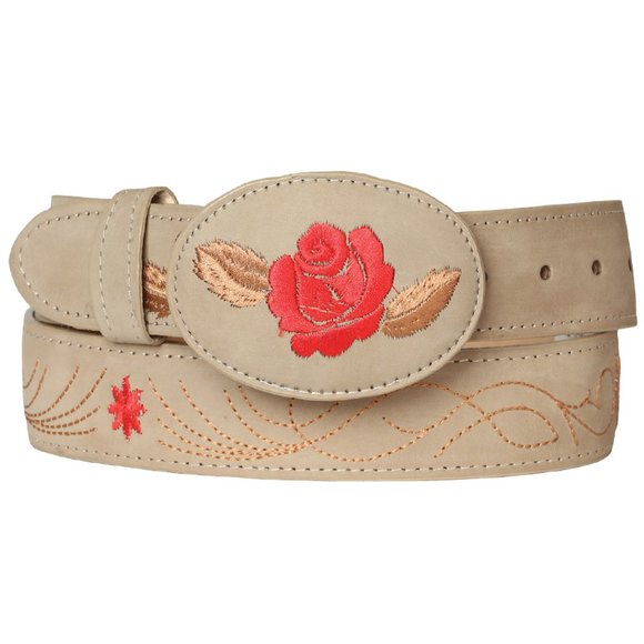 Women's Genuine Western Nubuck Embroidered Belt Floral | Cinto Vaquero Para Dama - Picture 3 of 10